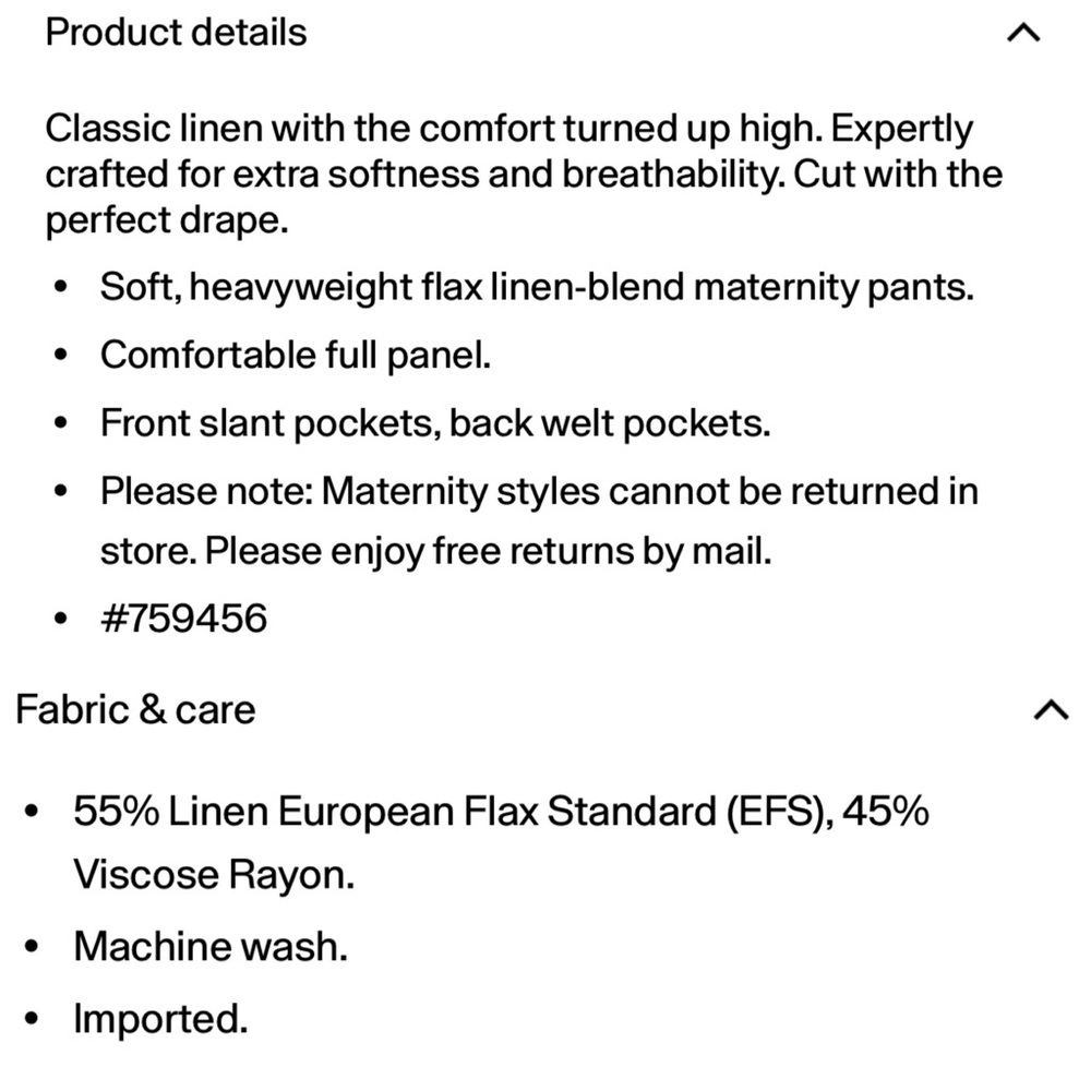 NWOT - GAP Linen Maternity Pants - Picture 4 of 4